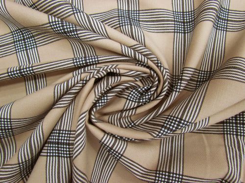 Latte Check Stretch Wool Blend Suiting #12195