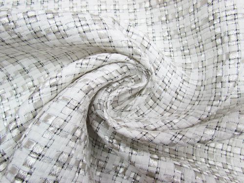 Houndstooth Check Rafia- Silver #12402