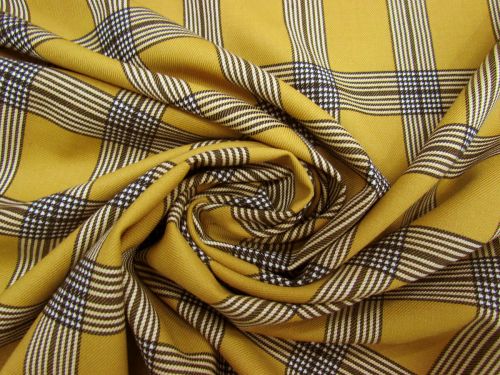 Mustard Check Stretch Wool Blend Suiting #12520