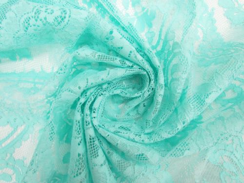 155cm Panel- Paisley Bouquet Cotton Blend Lace- Aqua Mint #12555