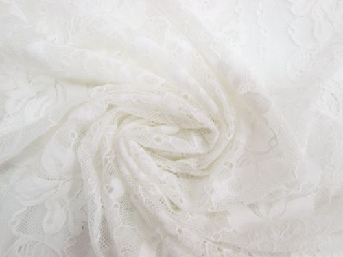 Flannel Flowers Stretch Lace- White #12583