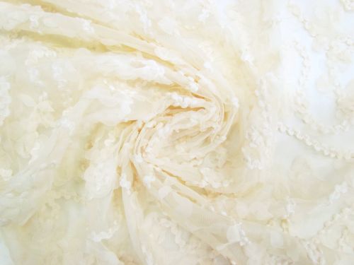 Petals In The Wind Embellished Tulle- Cream #12588