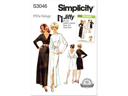 Simplicity Pattern S3046 MISSES DRESS- Size Y5 (18-20-22-24-26)