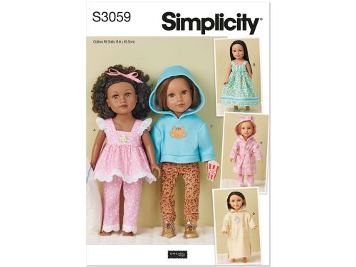 Simplicity Pattern S3059 UNDEFINED DOLL CLOTHES- Size OS (ONE SIZE)