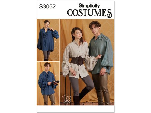 Simplicity Pattern S3062 UNISEX COSTUME- Size A (XS-S-M-L-XL-XXL)