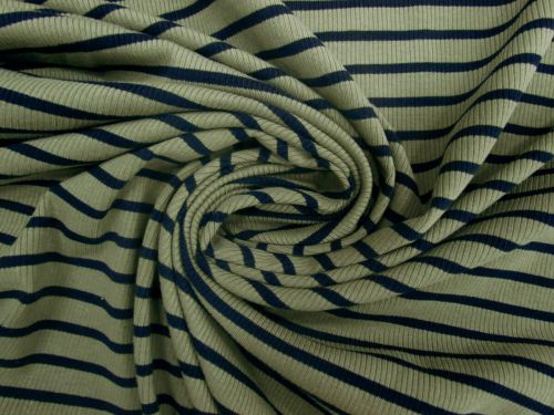 Sydney Stripe 2x2 Cotton Rib Knit- Eucalyptus #12775