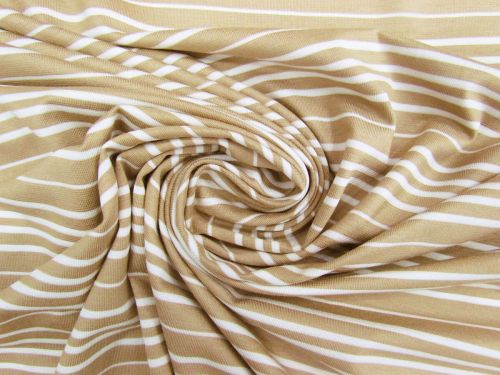 Pablo Stripe Viscose Blend Jersey- Latte #13076