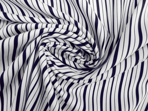 Skyline Stripe Stretch Cotton Blend Shirting- Navy #13132