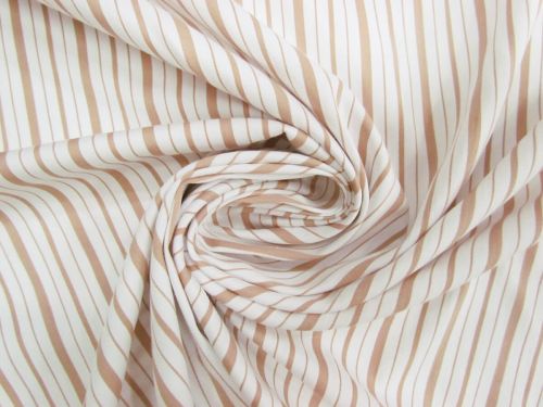 Skyline Stripe Stretch Cotton Blend Shirting- Beige #13133