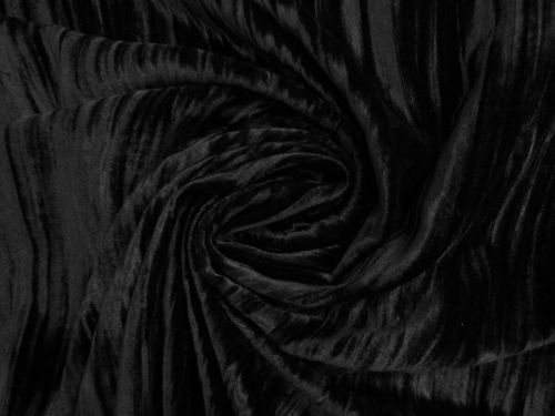 Crinkle Viscose Blend Velvet- Deep Black #13661