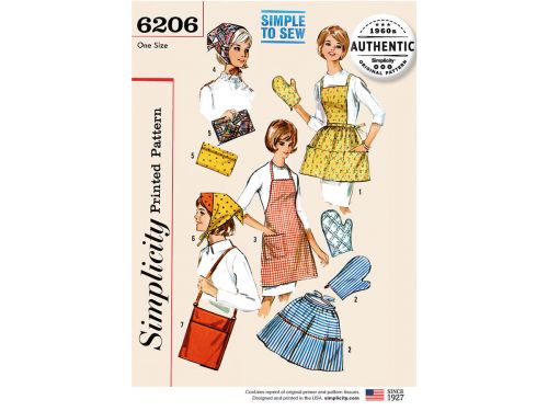 Simplicity Pattern S6206 Vintage Gift and Accessories- Size OS (ONE SIZE)
