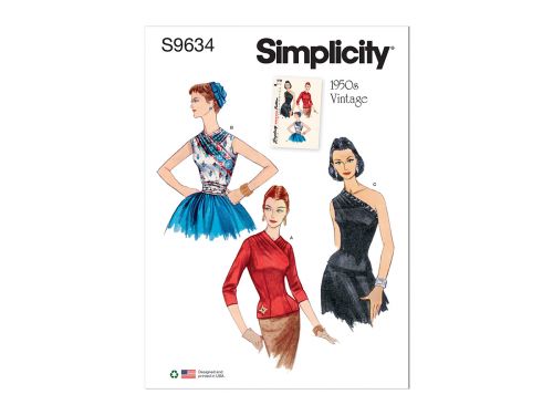 Simplicity Pattern S9634 Misses' Vintage Blouses and Cummerbund- Size U5 (16-18-20-22-24)