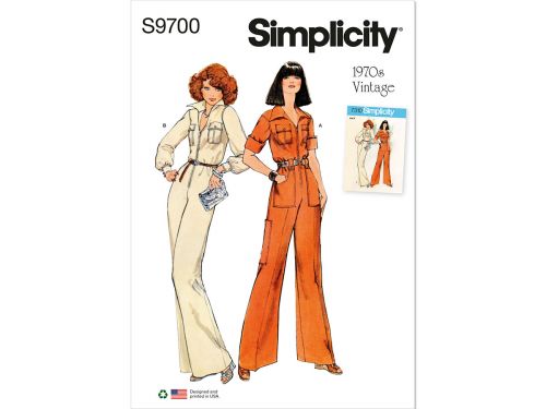Simplicity Pattern S9700 Misses' Vintage Jumpsuit- Size Y5 (18-20-22-24-26)