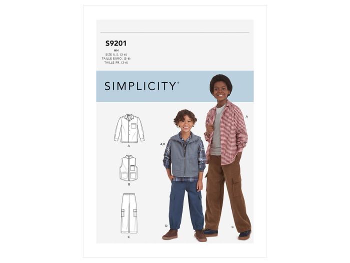 Simplicity Pattern S9201 CHILD BOY SPORTSWEAR Size K5 8 10 12 14 16 Online Fabric Store USA The Remnant Warehouse
