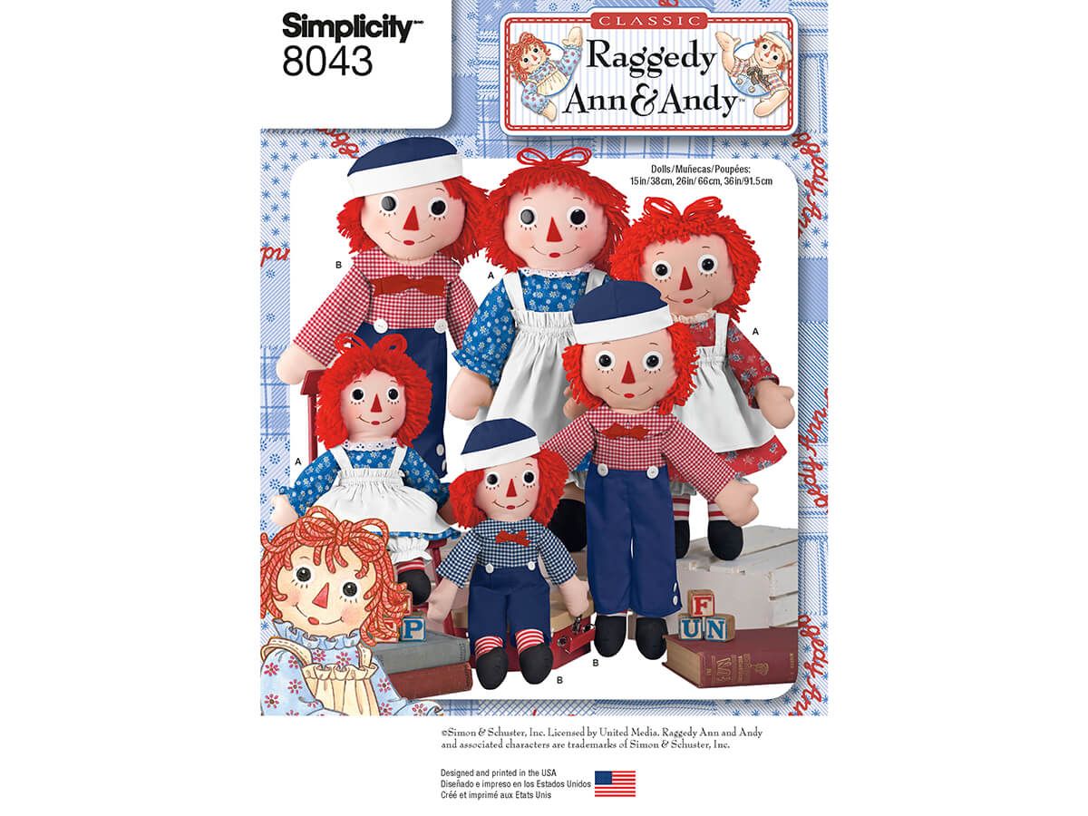 Simplicity Pattern S8043 Raggedy Ann & Andy Dolls- Size OS (ONE SIZE) |  Online Fabric Store USA The Remnant Warehouse
